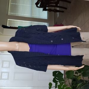 HP 🎊 Eddie Bauer xl open knit ribbed hems snap button cardigan linen cotton